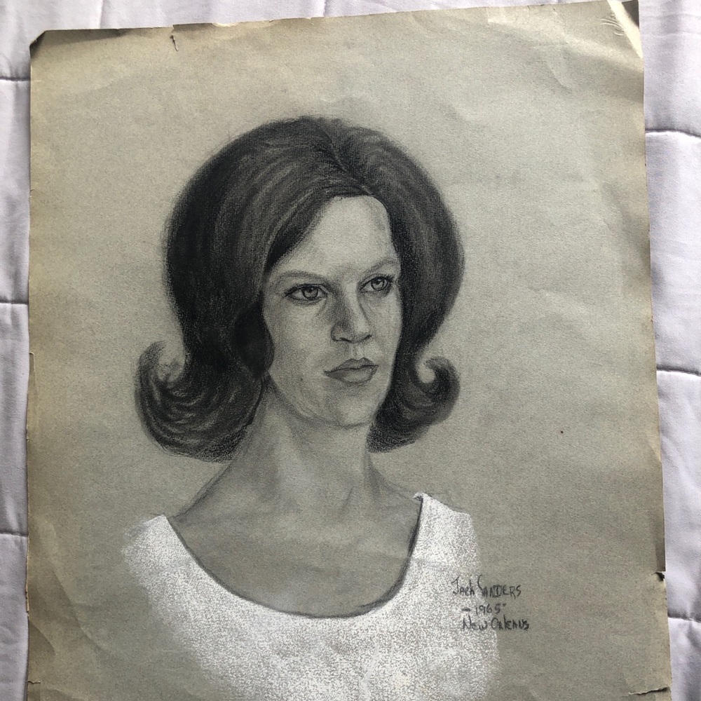 Original Graphite Female Portrait from 1965